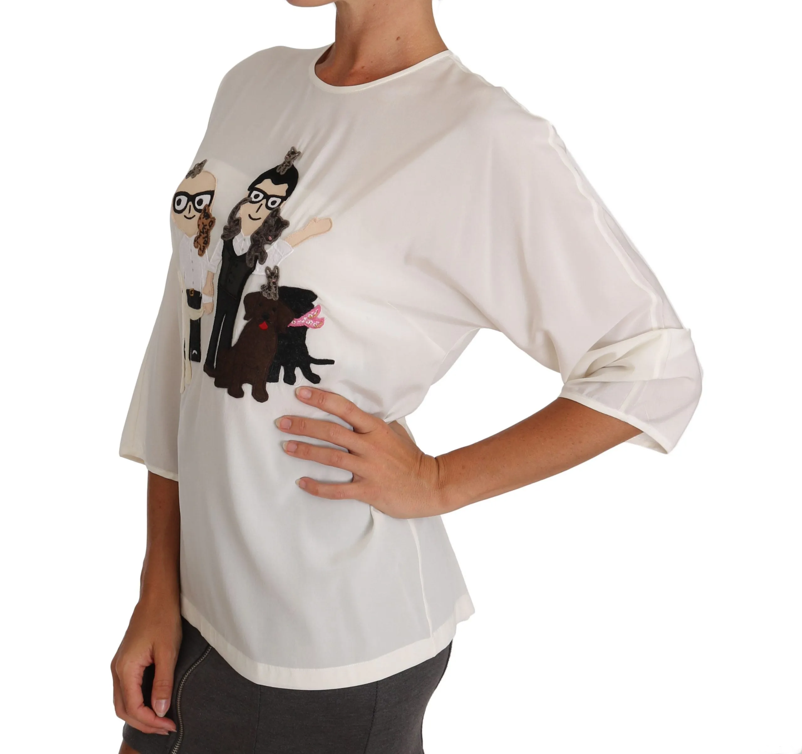 White Silk #dgfamily Blouse T-shirt sold by Lord & Taylor product image thumbnail 2