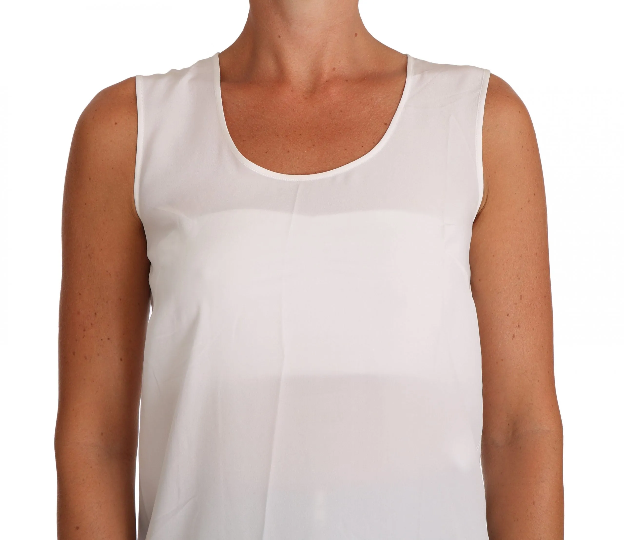 White Silk A-line Sleeveless Blouse T-Shirt Top sold by Lord & Taylor product image thumbnail 3