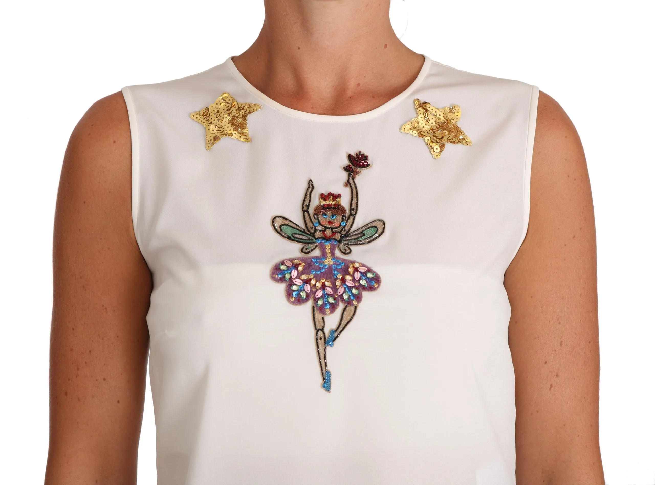White Silk Embellished Crystal Sequin Fairy Top sold by Lord & Taylor product image thumbnail 2