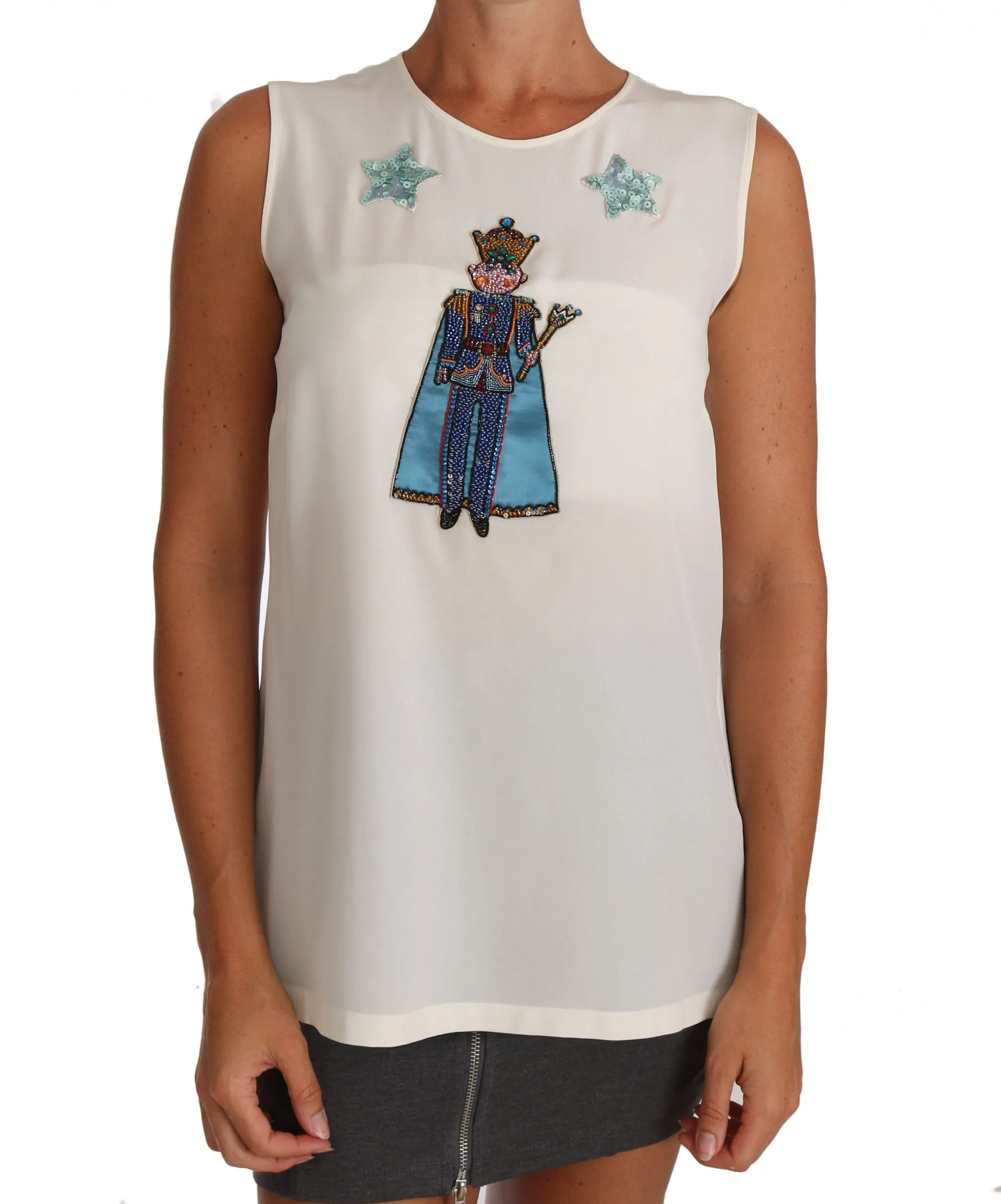 White Silk Crystal Sequined Fairy T-shirt sold by Lord & Taylor
