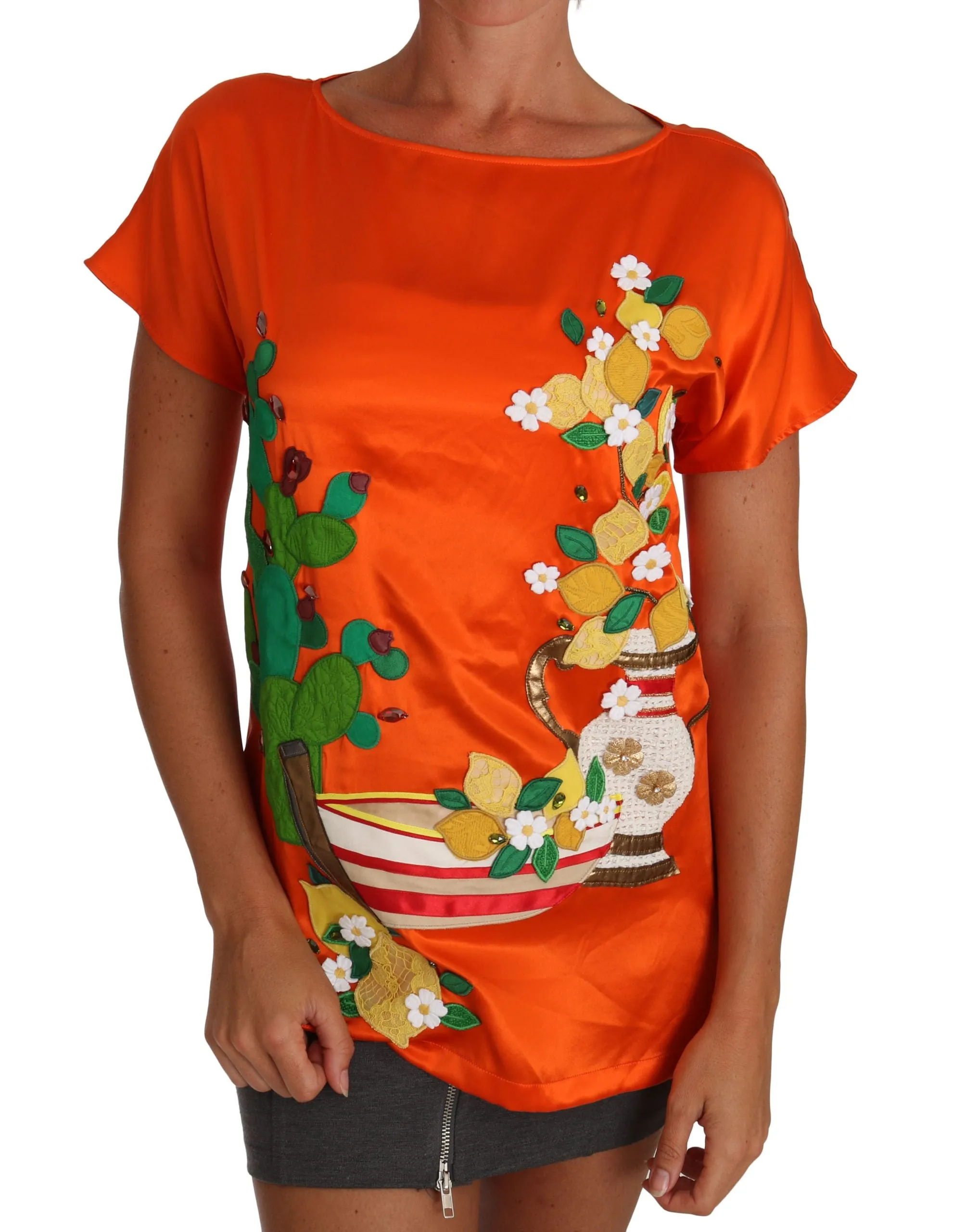 Silk Orange Lemon Crystal T-shirt Top sold by Lord & Taylor product image thumbnail 2