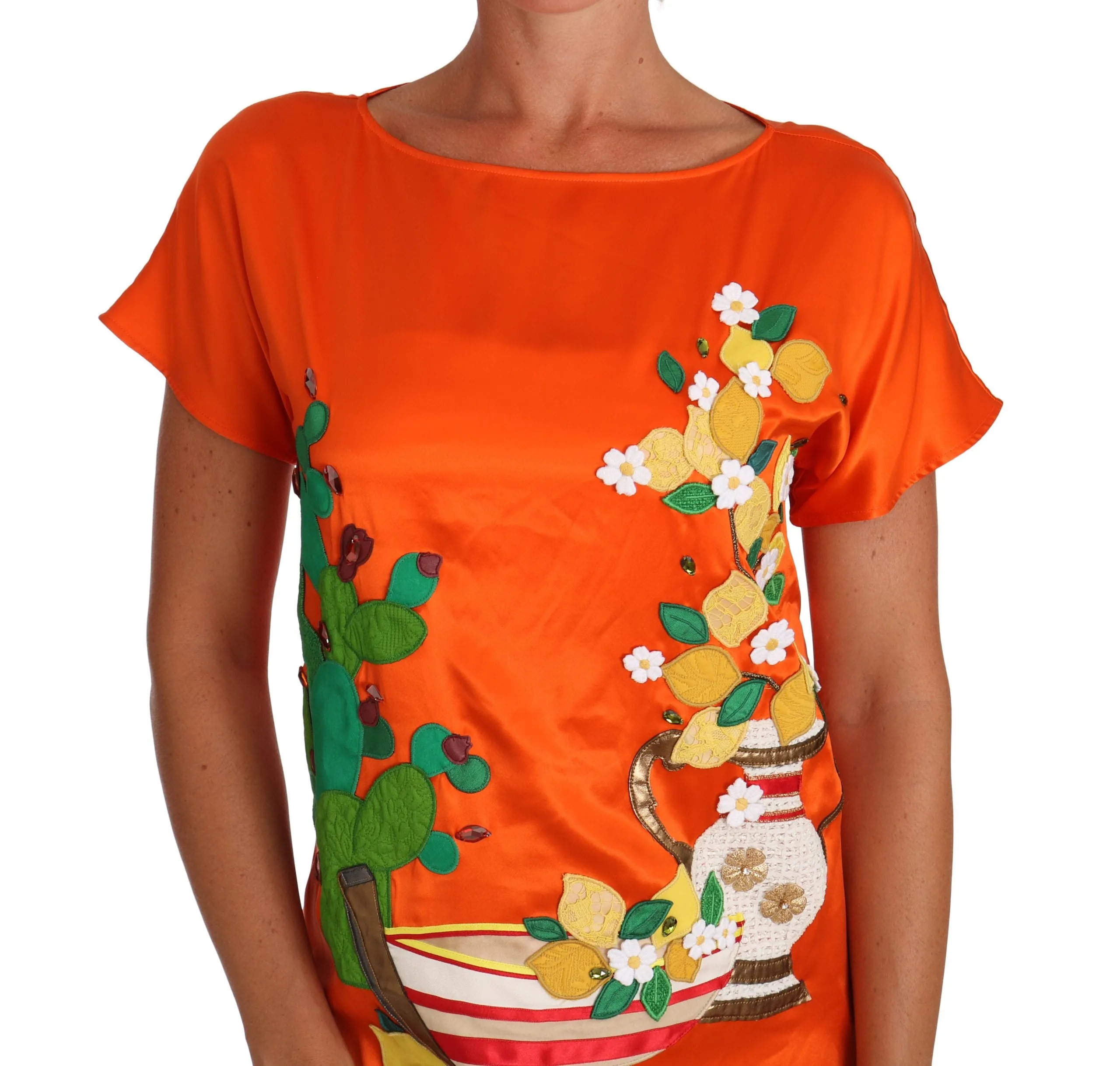 Silk Orange Lemon Crystal T-shirt Top sold by Lord & Taylor product image thumbnail 3