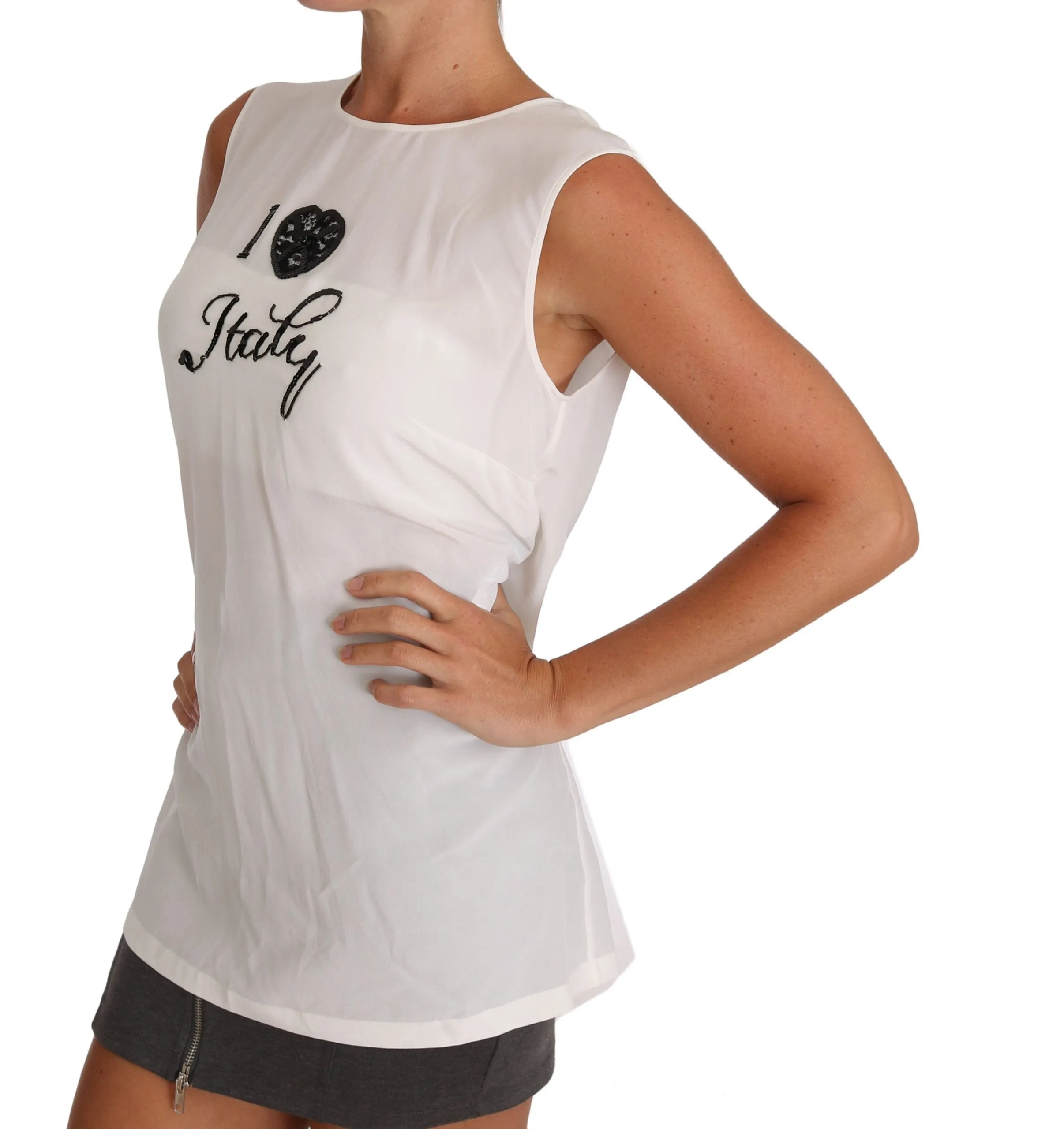 White Silk I LOVE ITALY Cami T-shirt sold by Lord & Taylor product image thumbnail 4