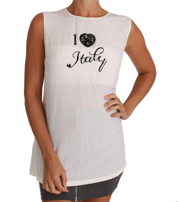 White Silk I LOVE ITALY Cami T-shirt sold by Lord & Taylor