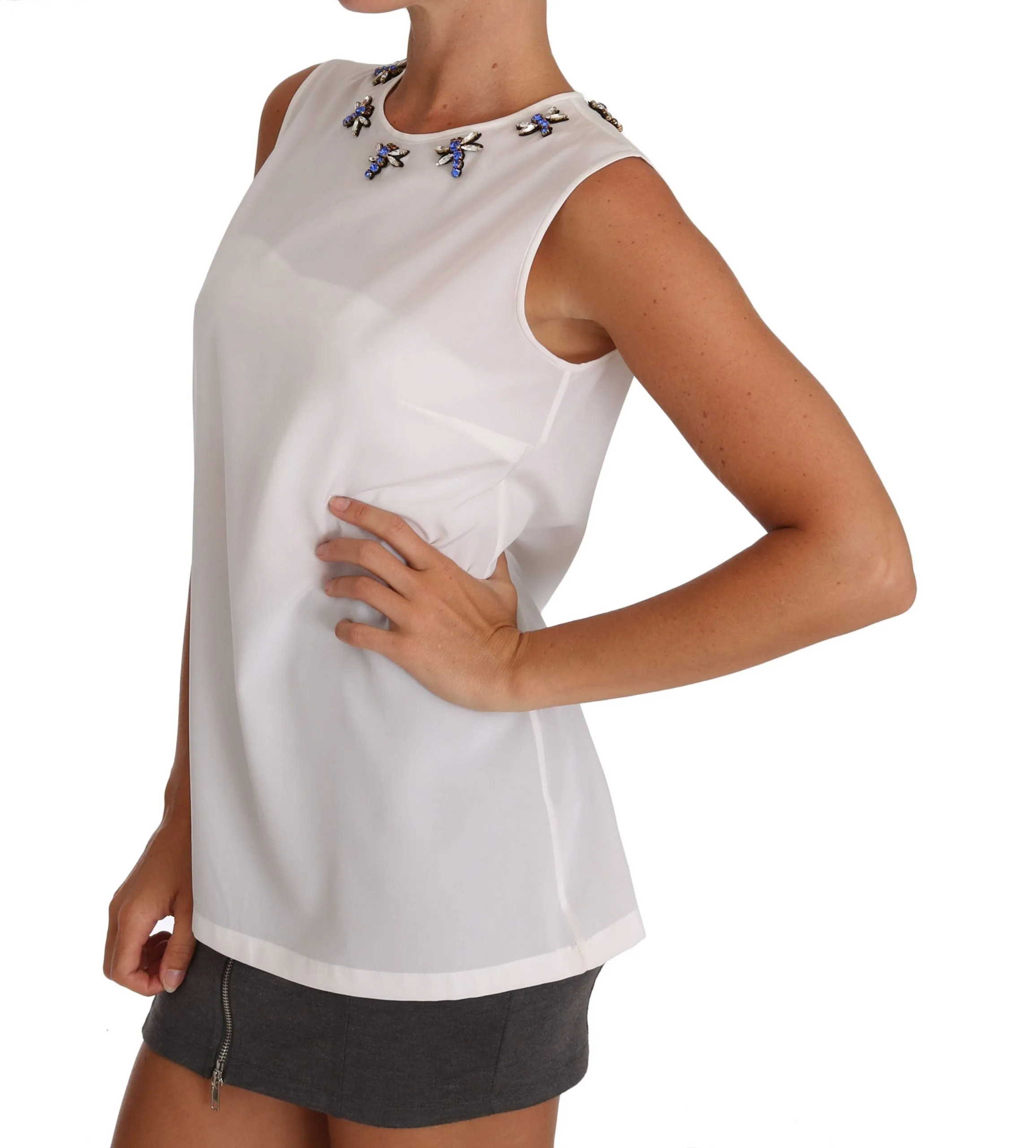 White Silk Crystal Embellished Fly T-shirt sold by Lord & Taylor product image thumbnail 4