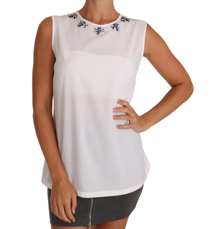 White Silk Crystal Embellished Fly T-shirt sold by Lord & Taylor
