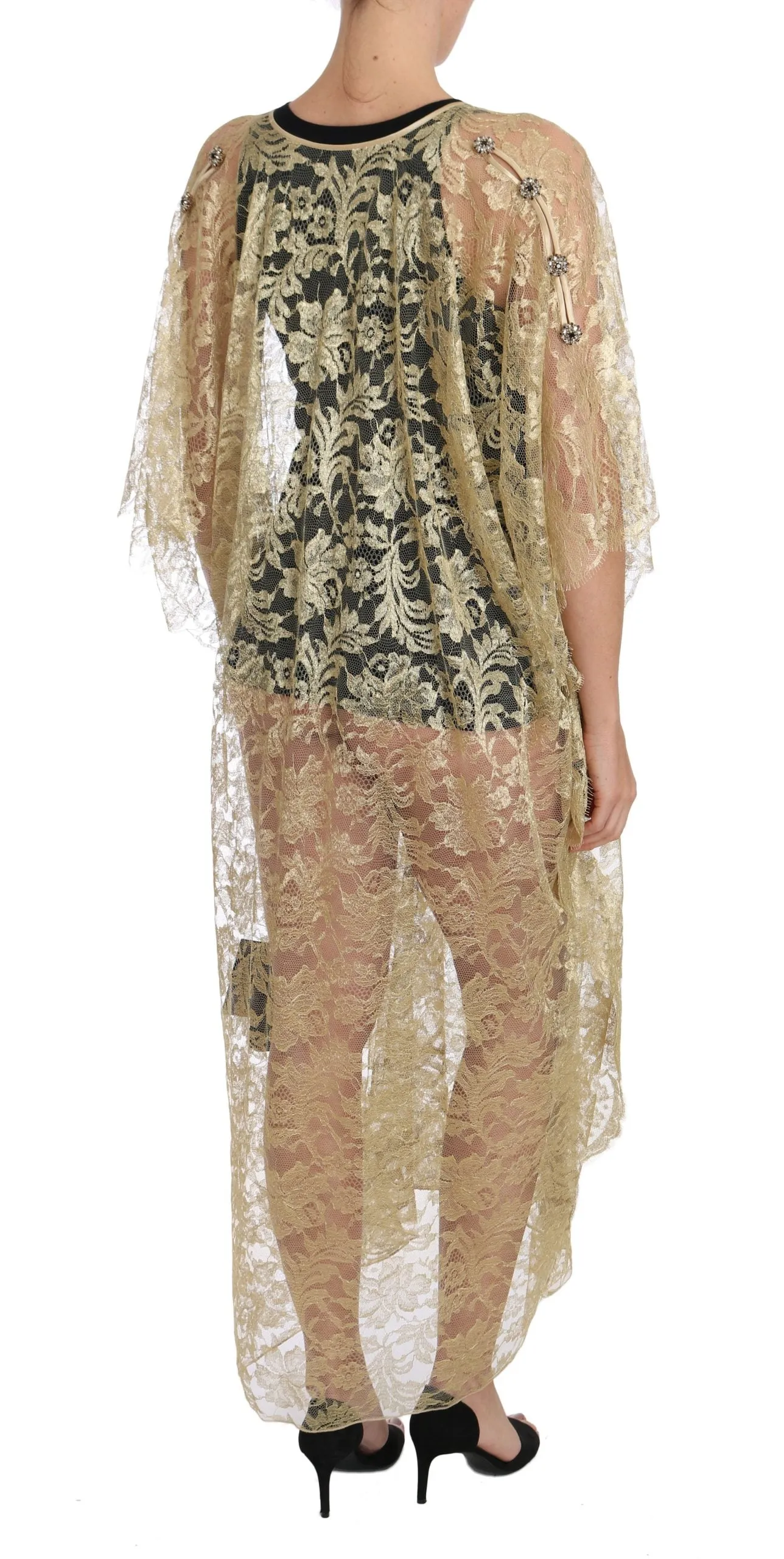 Gold Floral Lace Crystal Gown Cape Dress sold by Lord & Taylor product image thumbnail 2