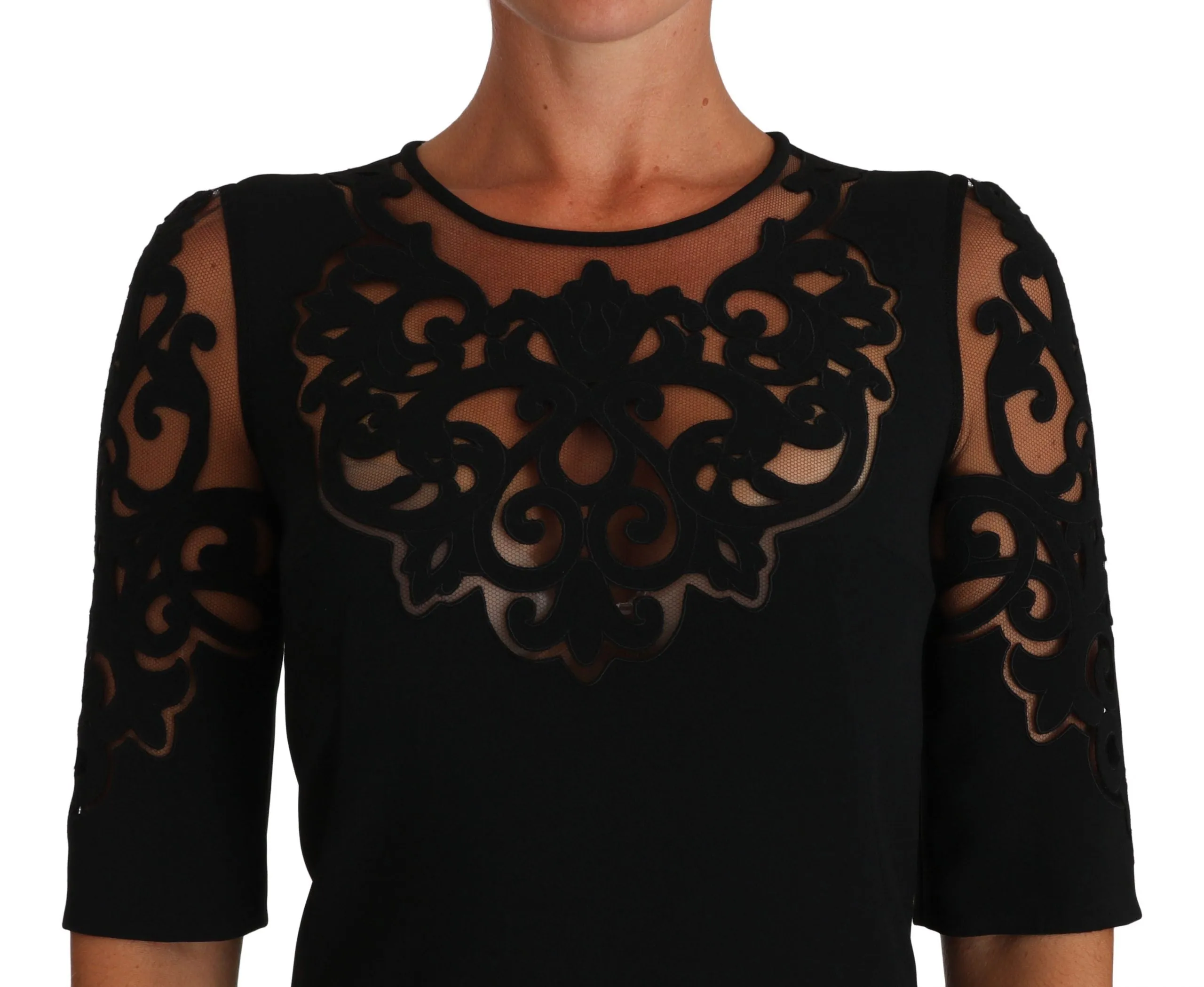 Black Floral Cut Out Pattern Coctail Dress sold by Lord & Taylor product image thumbnail 3