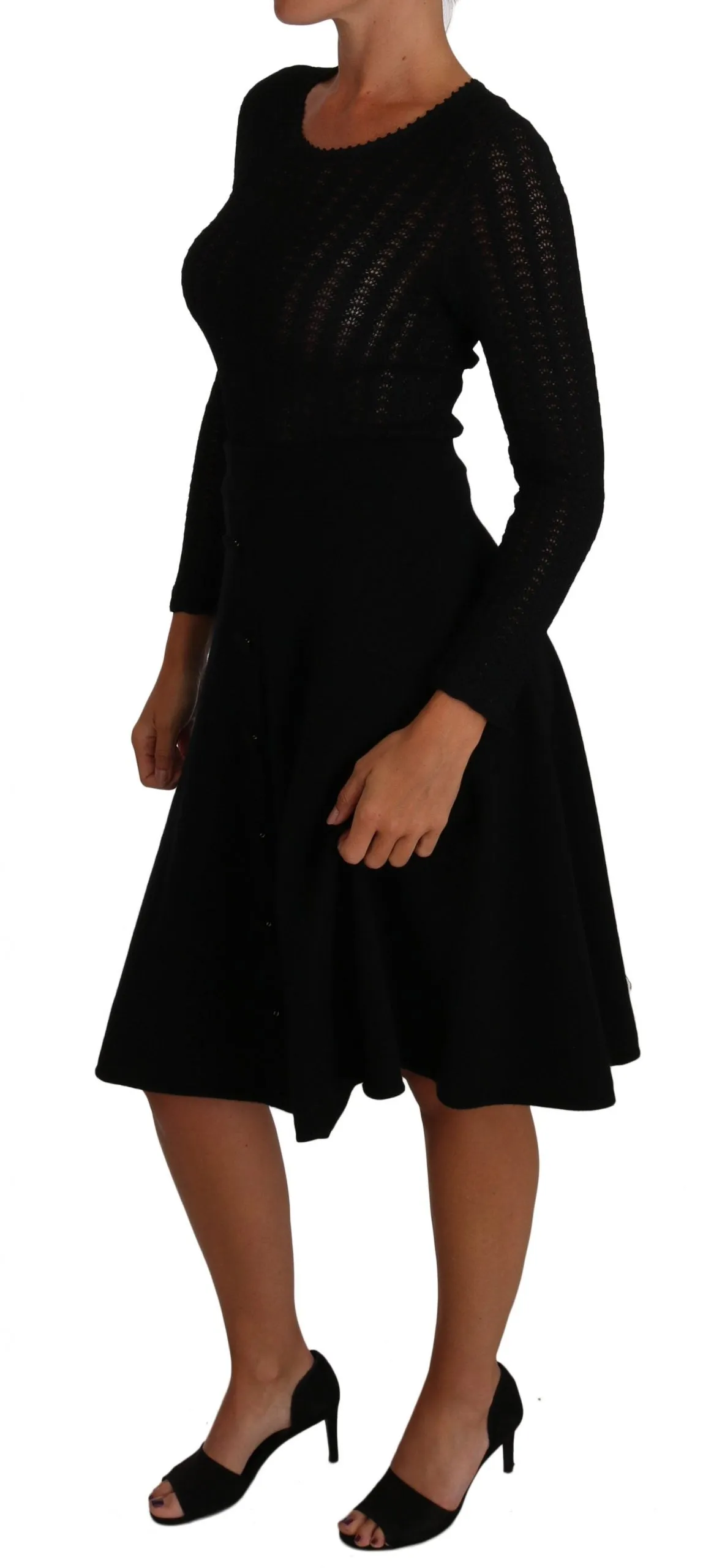 Black Knitted Wool Sheath Long Sleeves Dress sold by Lord & Taylor product image thumbnail 5