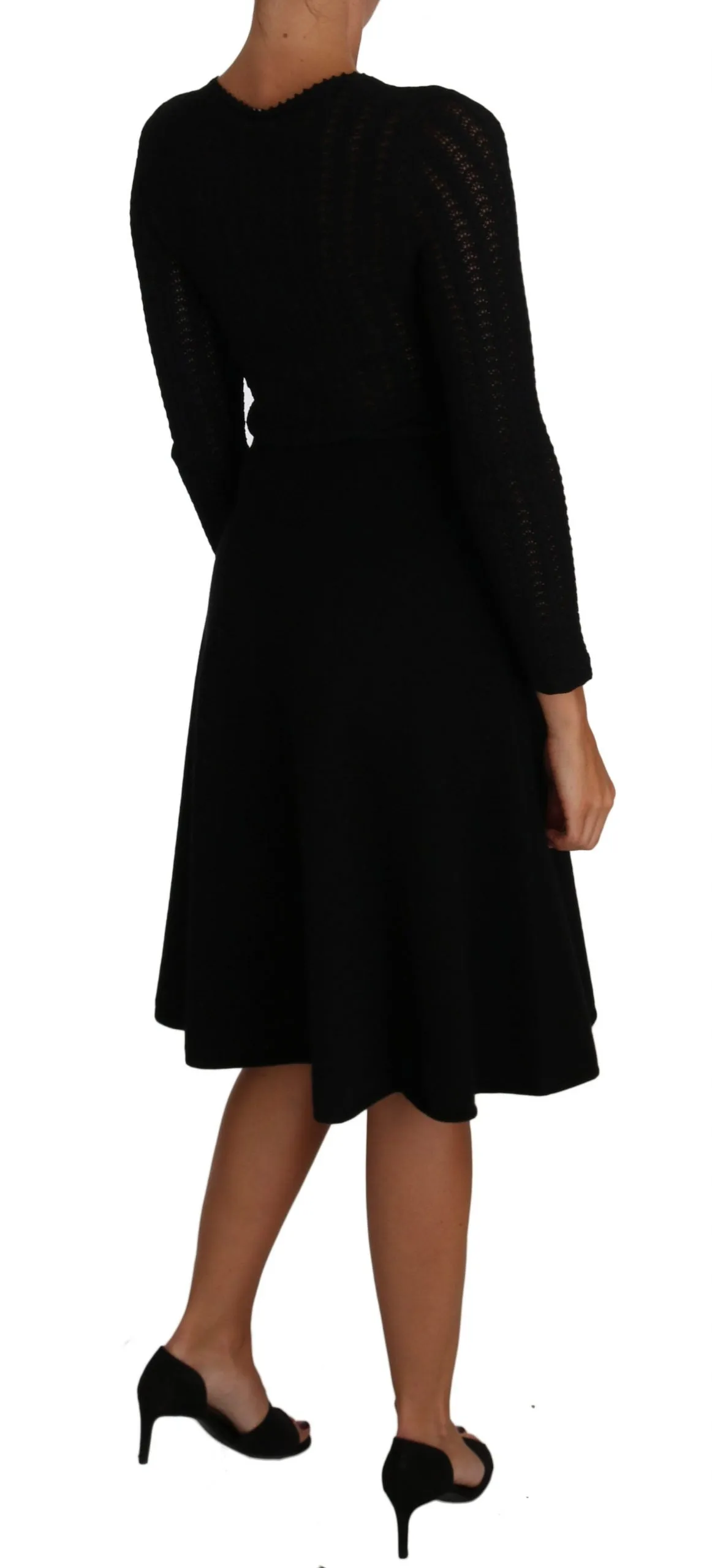 Black Knitted Wool Sheath Long Sleeves Dress sold by Lord & Taylor product image thumbnail 2