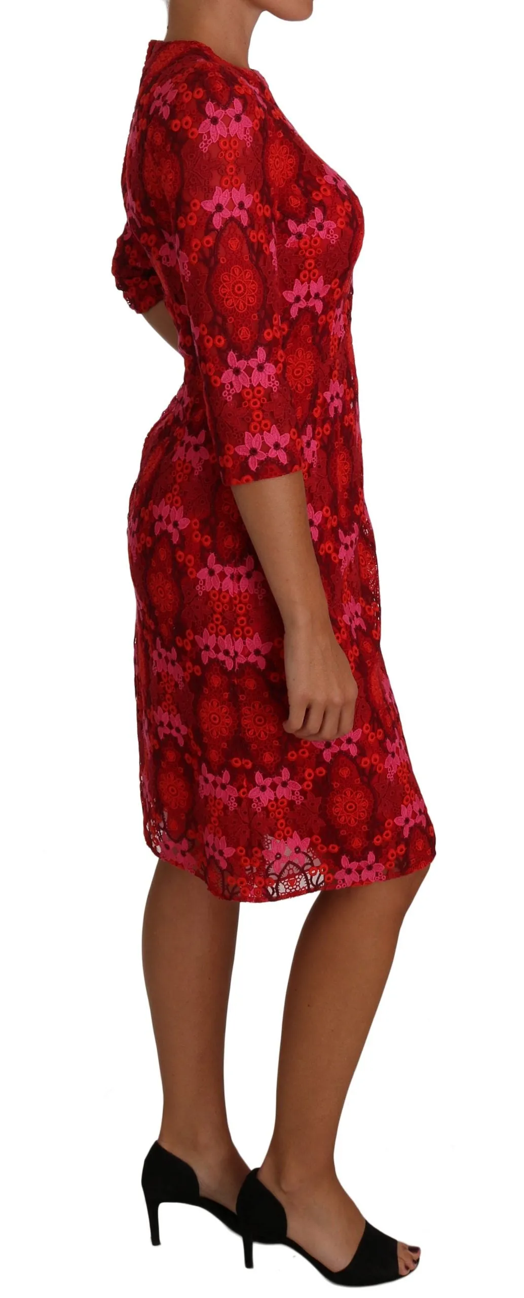 Floral Crochet Lace Red Pink Sheath Dress sold by Lord & Taylor product image thumbnail 5