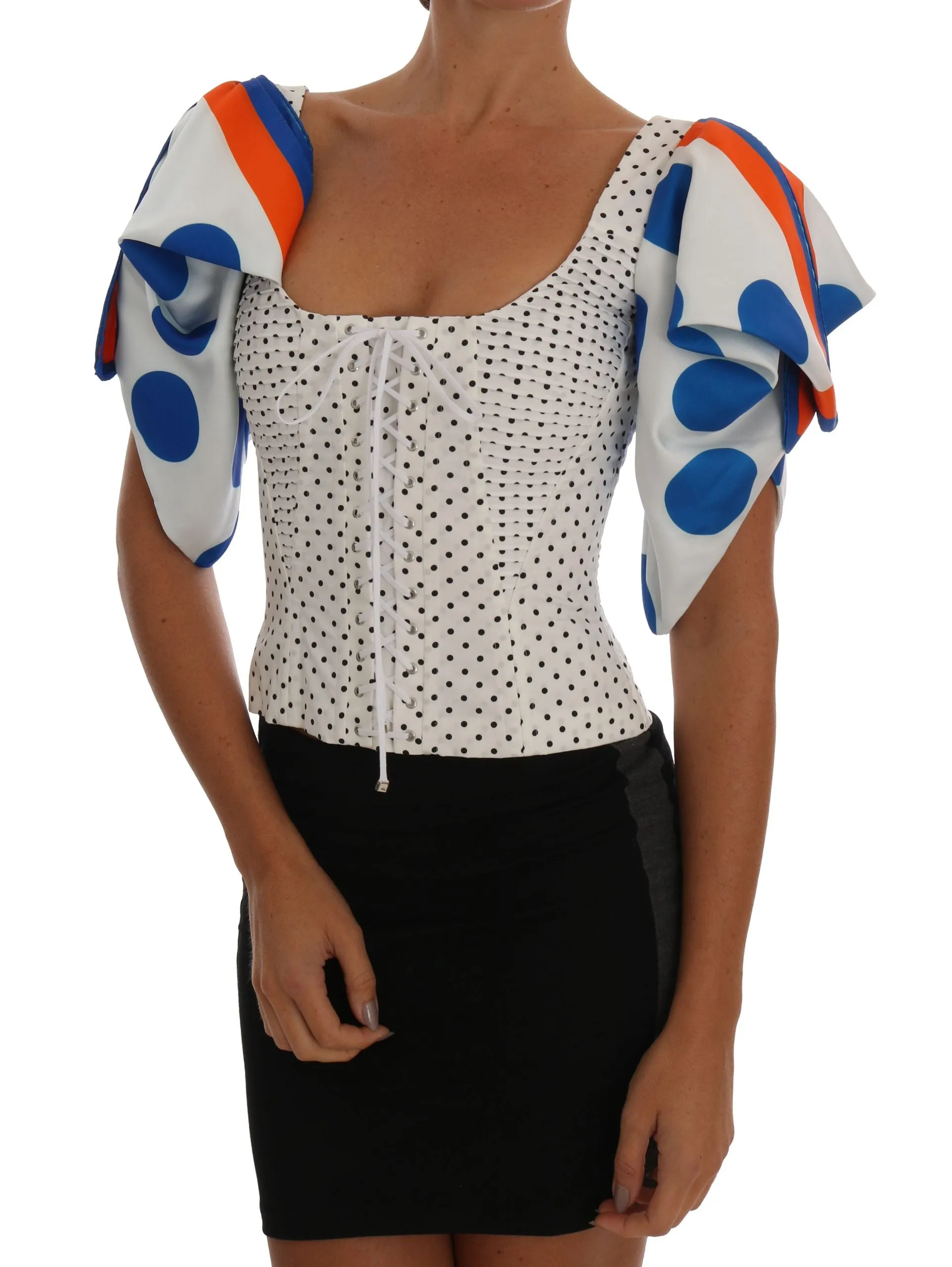 White Polka Silk Corset Bustier Top sold by Lord & Taylor product image thumbnail 5