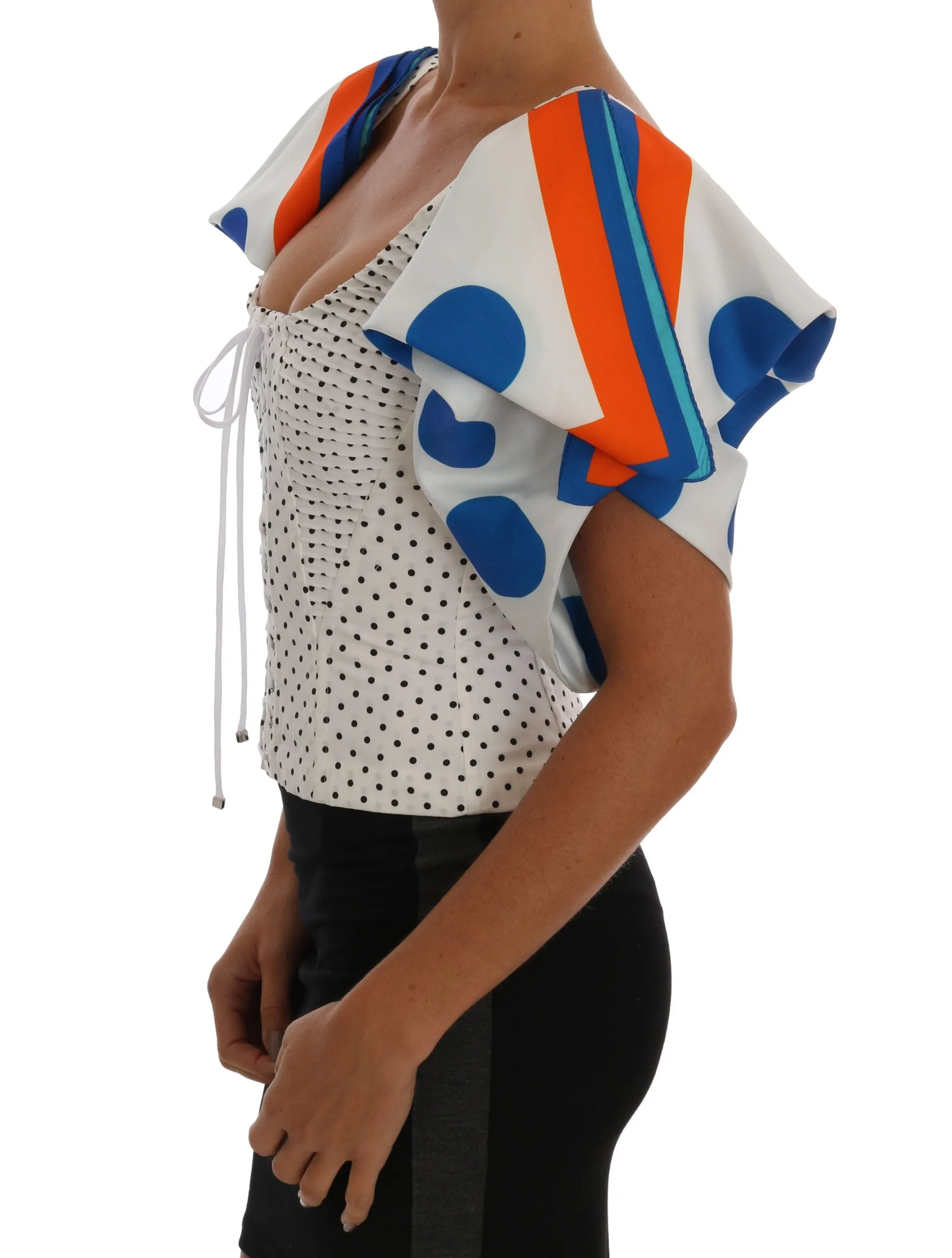 White Polka Silk Corset Bustier Top sold by Lord & Taylor product image thumbnail 2