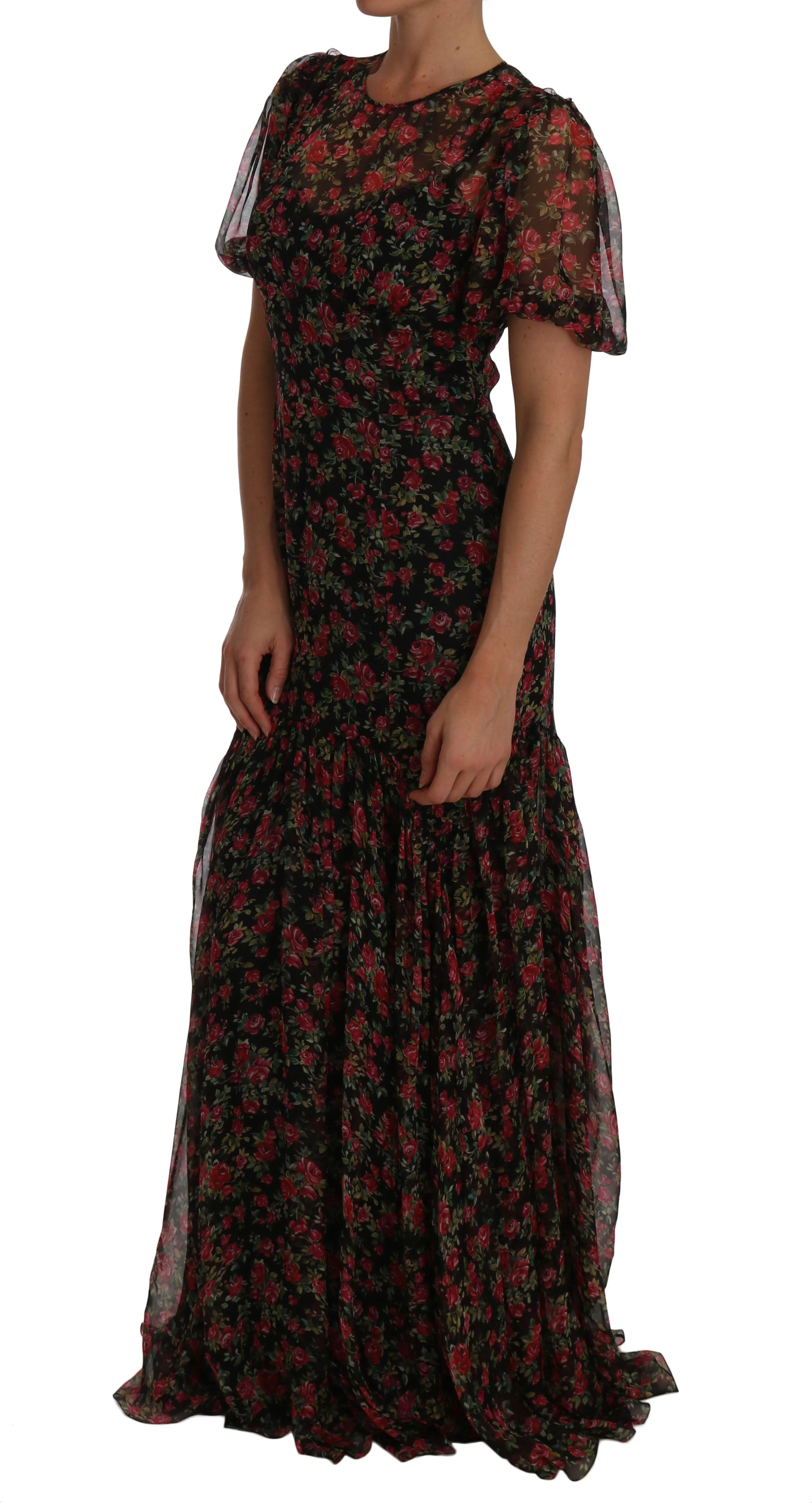 Black Floral Roses A-Line Shift Gown sold by Lord & Taylor product image thumbnail 4
