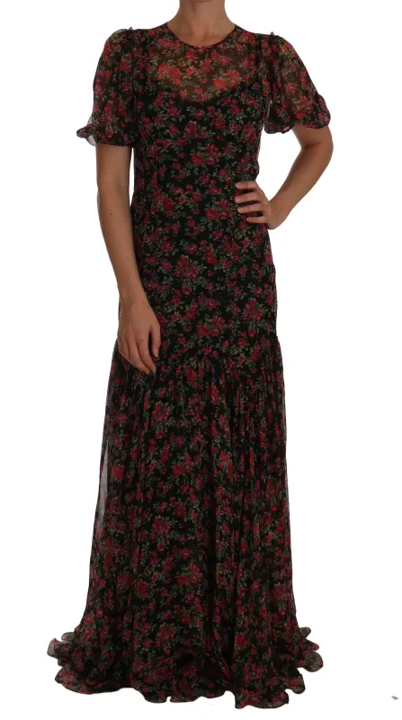Black Floral Roses A-Line Shift Gown sold by Lord & Taylor