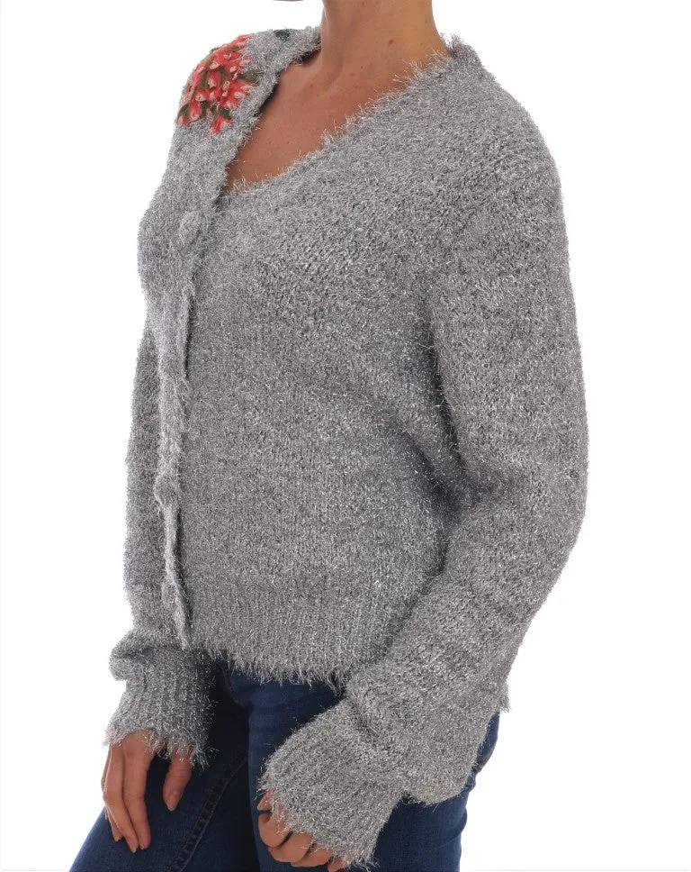 Silver Cardigan Floral Applique Sweater sold by Lord & Taylor product image thumbnail 4