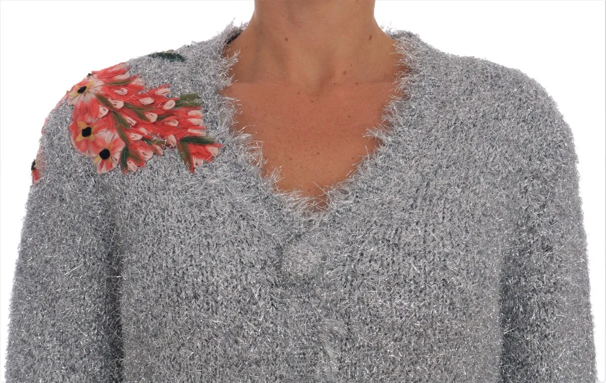 Silver Cardigan Floral Applique Sweater sold by Lord & Taylor product image thumbnail 2