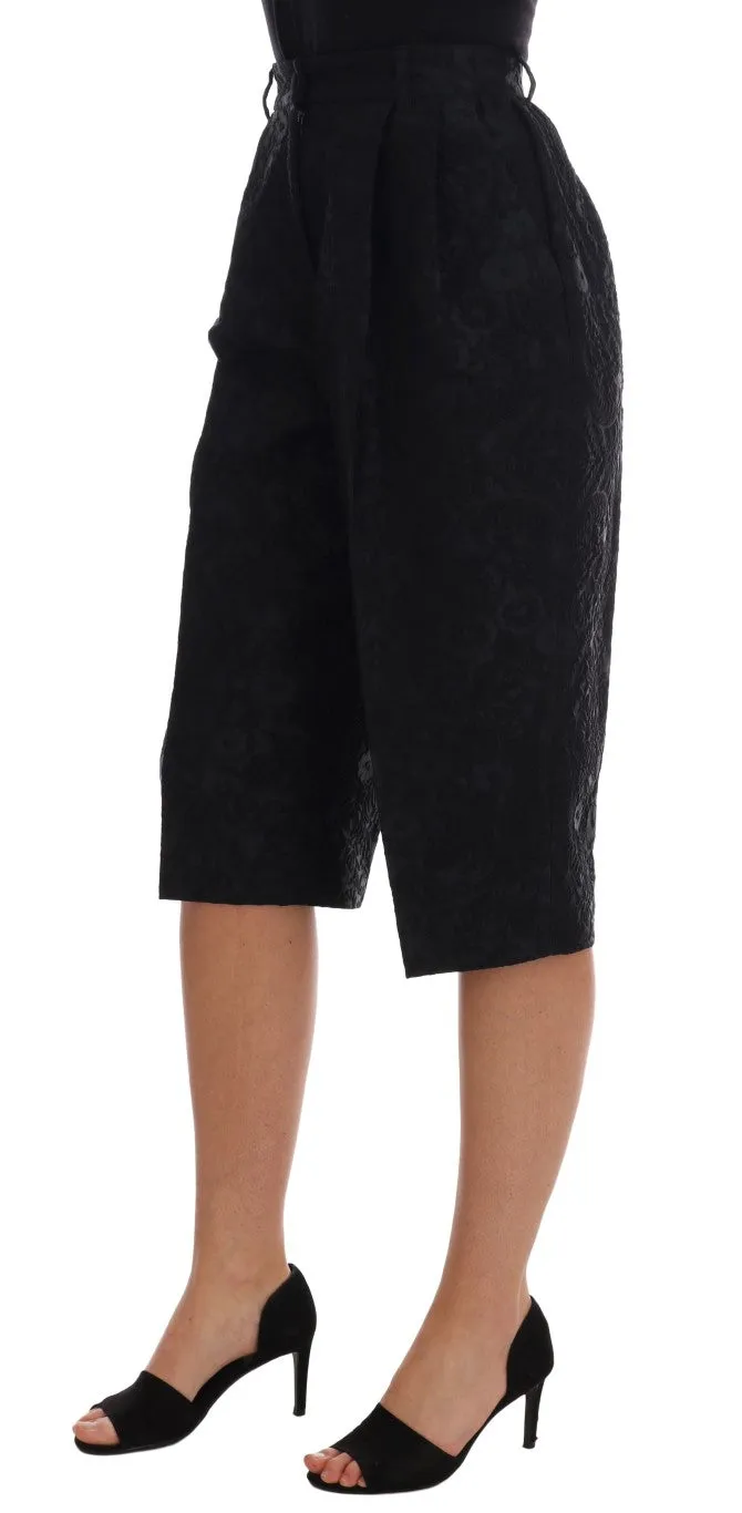 Black Brocade High Waist Capri Shorts sold by Lord & Taylor product image thumbnail 2