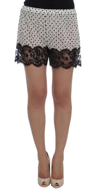 White Black Floral Lace Silk Sleepwear Shorts sold by Lord & Taylor