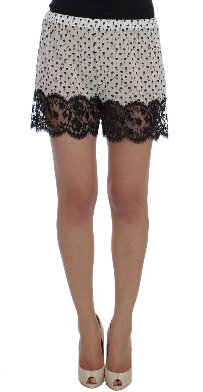 White Black Floral Lace Silk Sleepwear Shorts sold by Lord & Taylor
