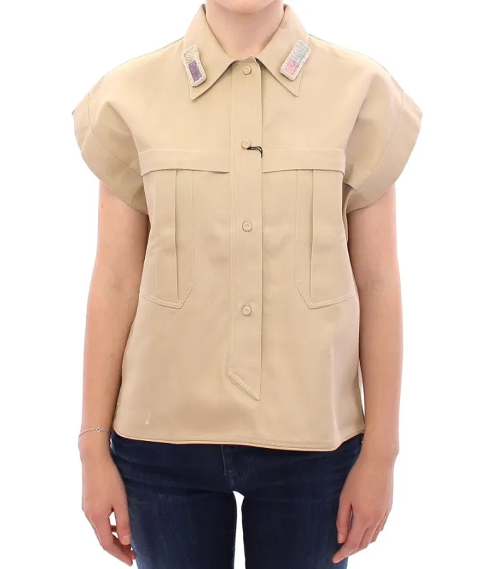 Beige Sleeveless Blouse Top made by Lord & Taylor