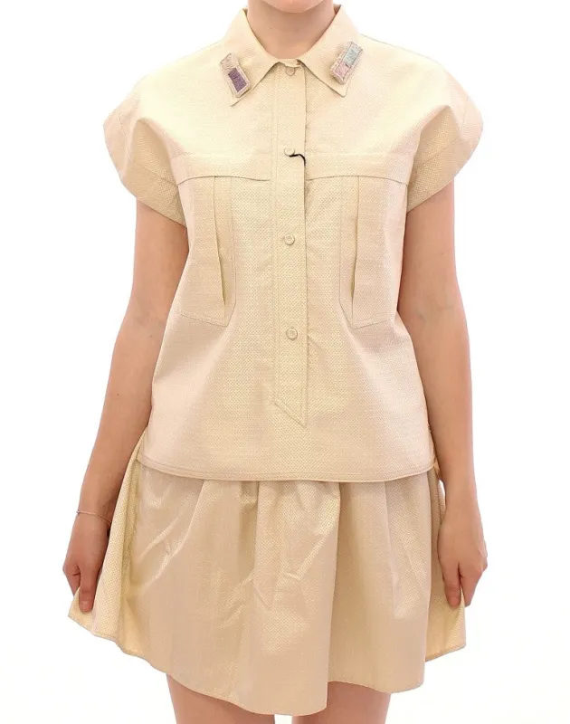 Beige Sleeveless Blouse Top made by Lord & Taylor