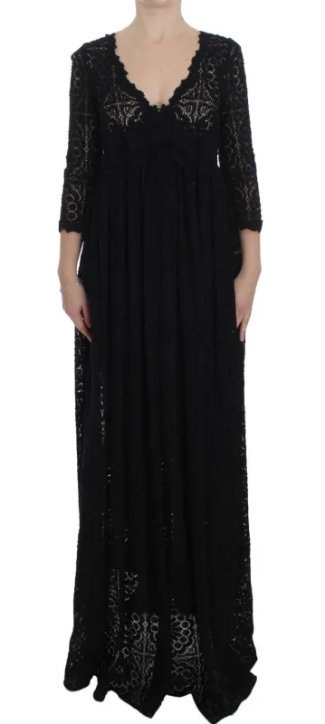 Black Ricamo Knitted Full Length Maxi Dress sold by Lord & Taylor