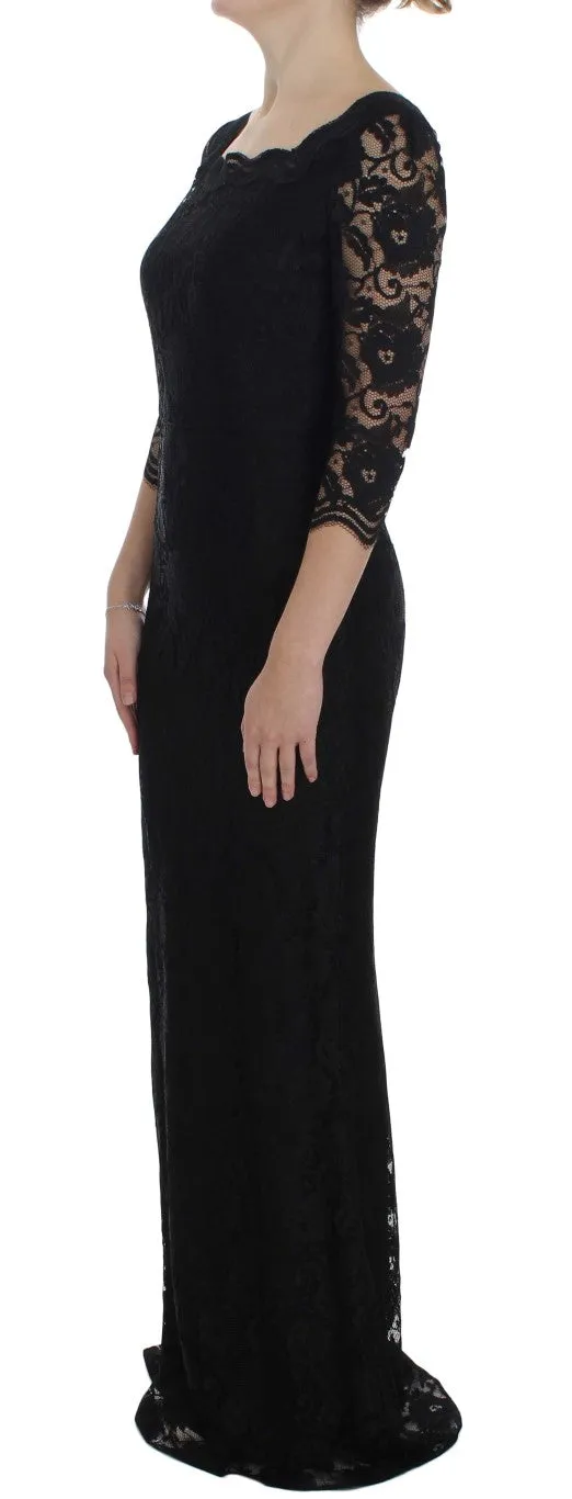 Black Floral Lace Long Ball Maxi Dress sold by Lord & Taylor product image thumbnail 2