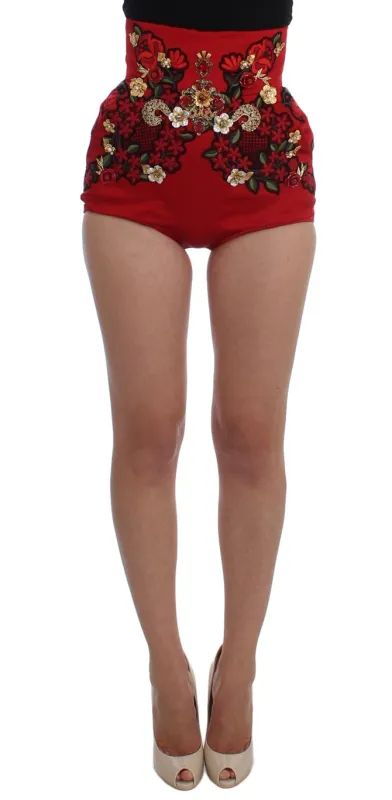 Red Silk Crystal Roses Shorts sold by Lord & Taylor