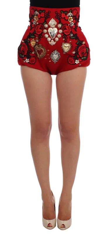 Red Silk Crystal Roses Shorts sold by Lord & Taylor