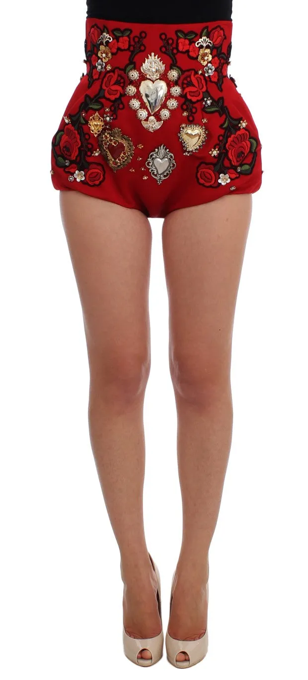 Red Silk Crystal Roses Shorts sold by Lord & Taylor