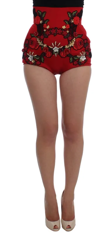 Red Silk Crystal Roses Shorts sold by Lord & Taylor