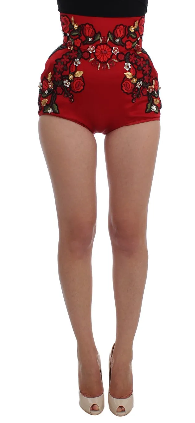 Red Silk Crystal Roses Shorts sold by Lord & Taylor