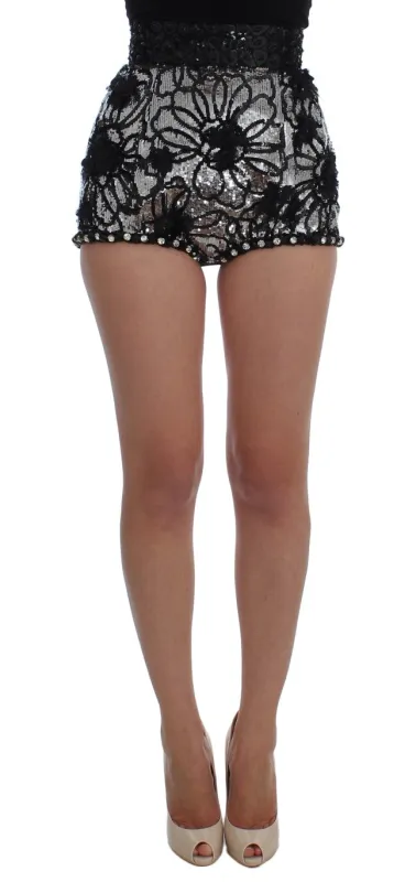 Black Crystal Sequined Mini Shorts sold by Lord & Taylor