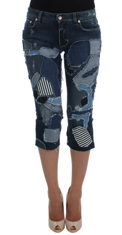 Stretch Blue Patchwork Jeans Shorts sold by Lord & Taylor