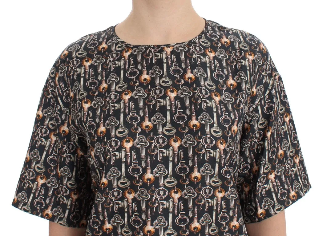 Gray Gold Key Print Silk Blouse T-shirt sold by Lord & Taylor product image thumbnail 5