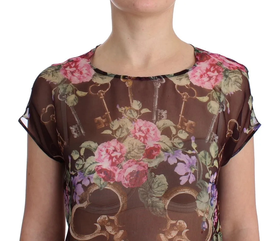 Black Key Floral Print Silk Blouse T-shirt sold by Lord & Taylor product image thumbnail 5
