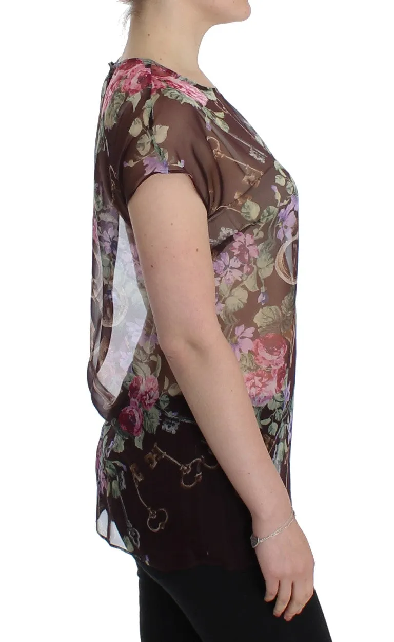 Black Key Floral Print Silk Blouse T-shirt sold by Lord & Taylor product image thumbnail 4