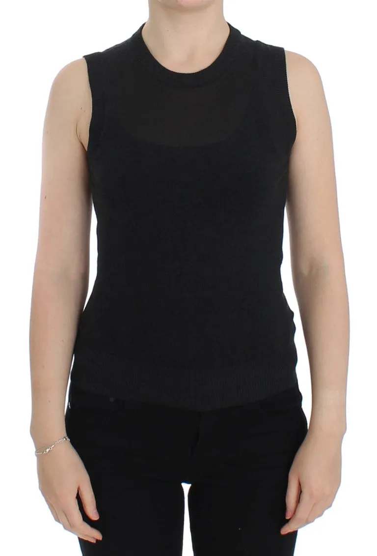 Black Sleeveless Crewneck Vest Pullover sold by Lord & Taylor