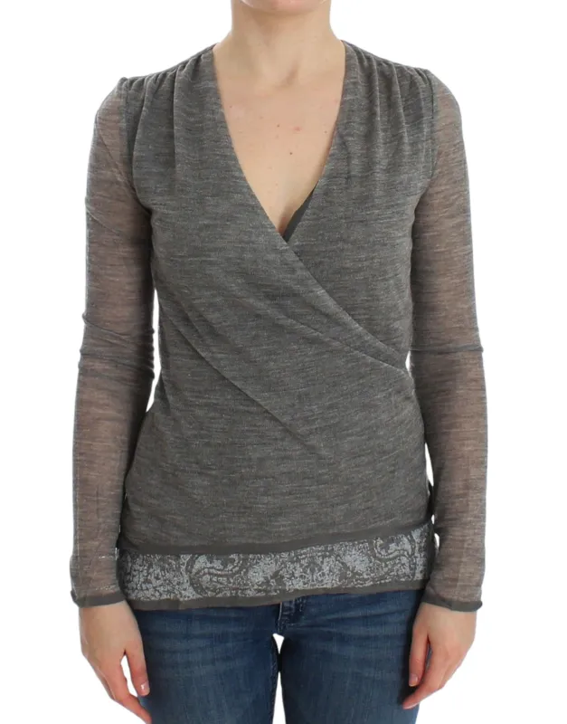 Gray Wool Blend Stretch Long Sleeve Sweater sold by Lord & Taylor