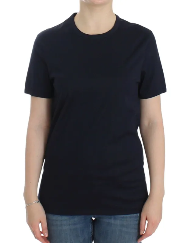 Lingerie Blue Crewneck Cotton Logo T-shirt made by Ermanno Scervino