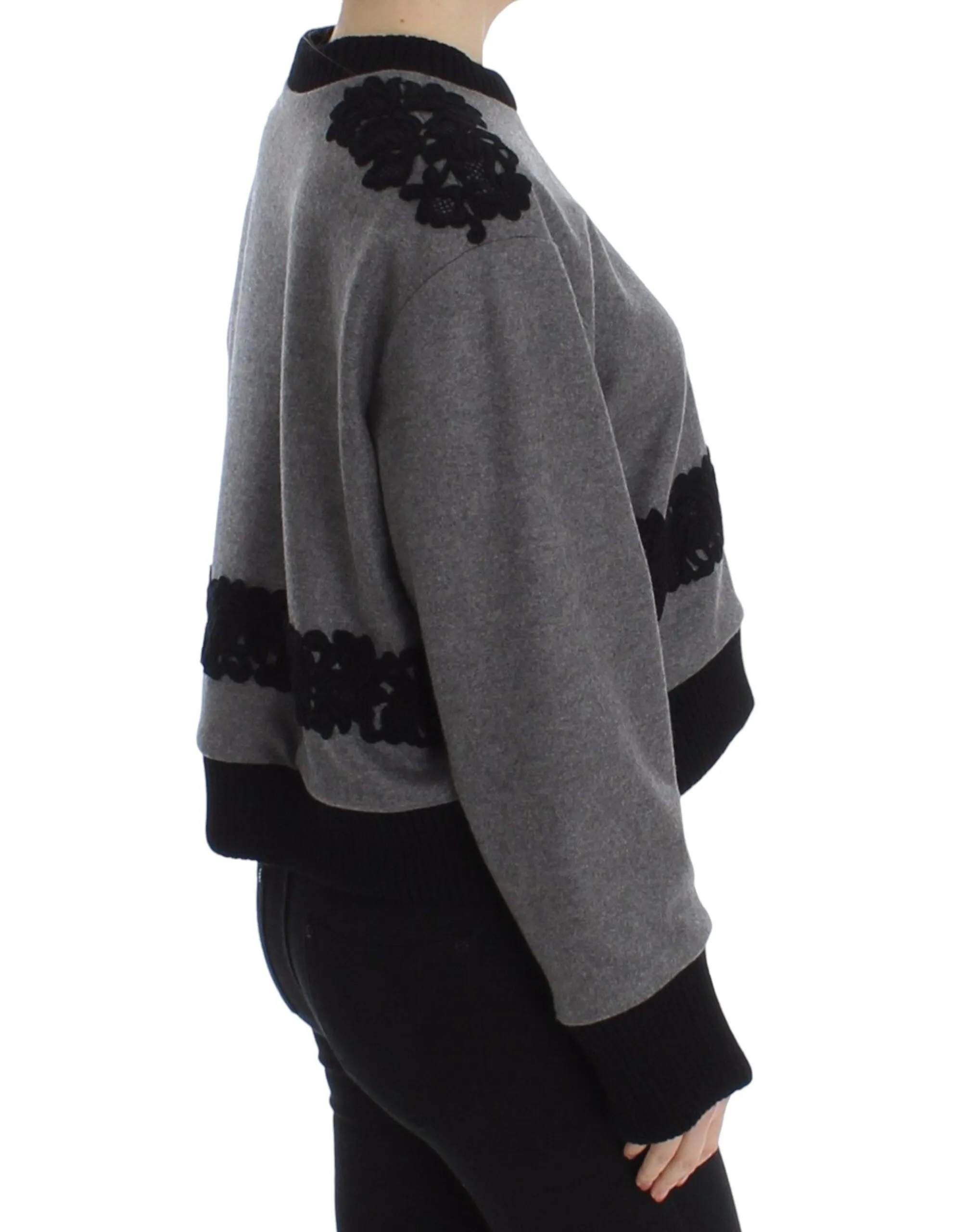 Gray Black Lace Wool Cashmere Sweater sold by Lord & Taylor product image thumbnail 3