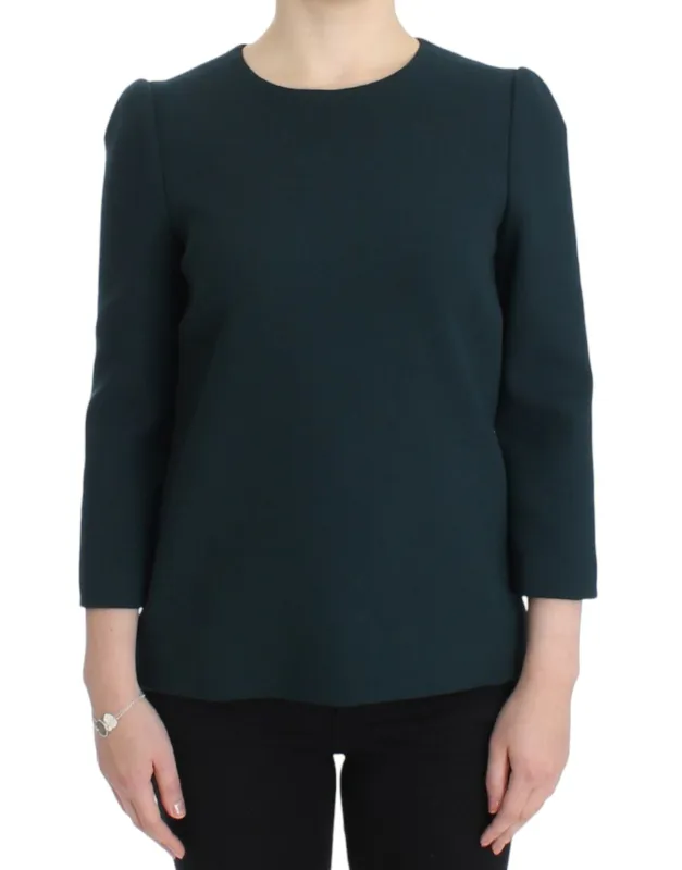 Green 3/4 sleeve wool blouse sold by Lord & Taylor