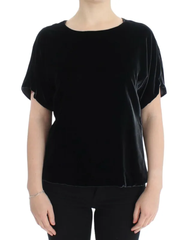 Black velvet shortsleeved blouse sold by Lord & Taylor