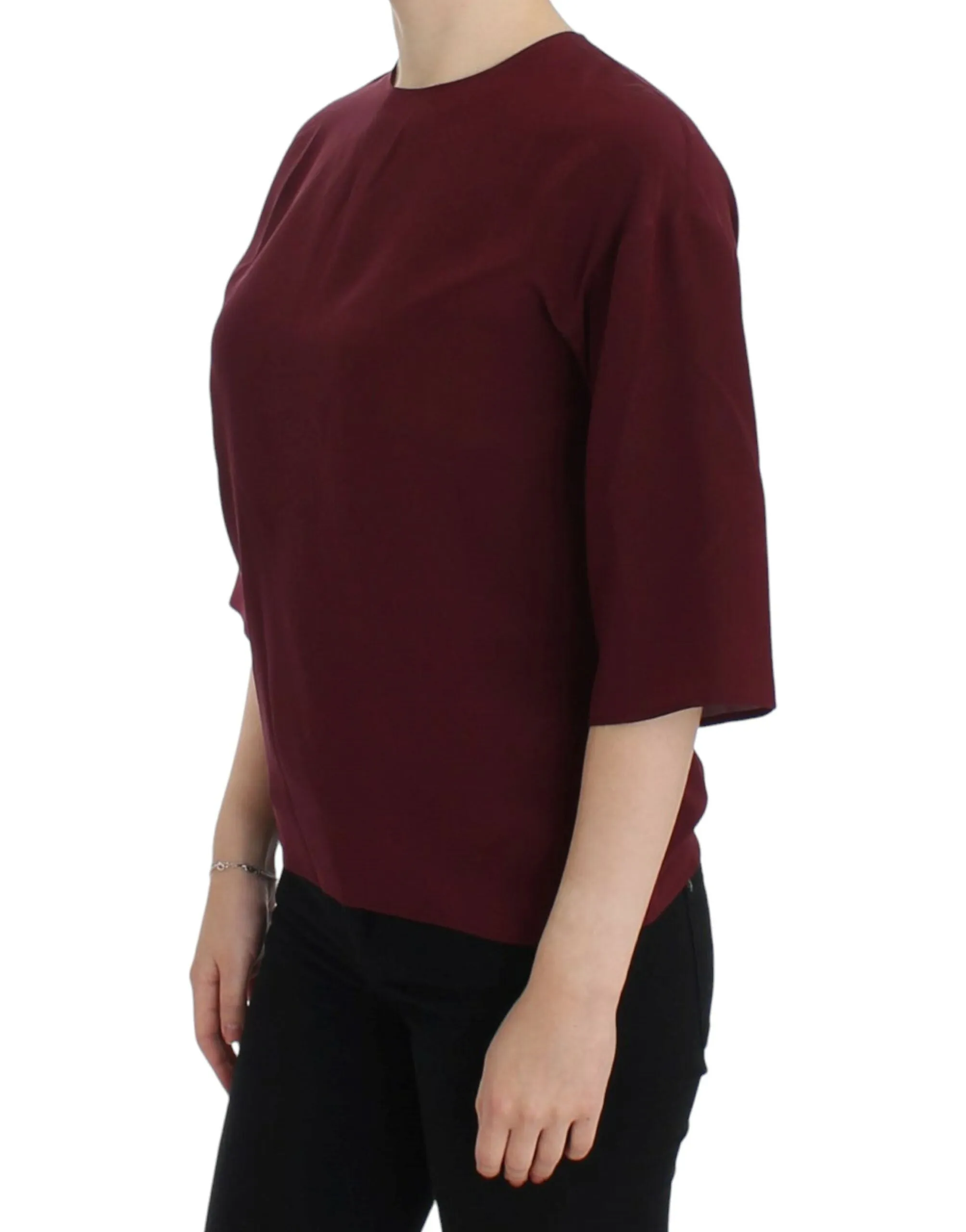 Red 3/4 sleeve silk blouse sold by Lord & Taylor product image thumbnail 2