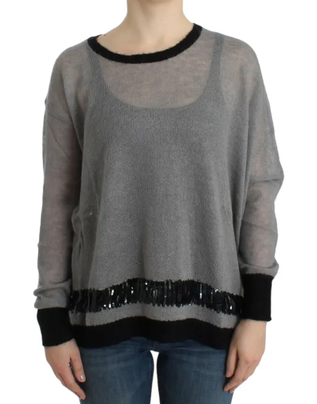 Gray embellished asymmetric sweater sold by Lord & Taylor