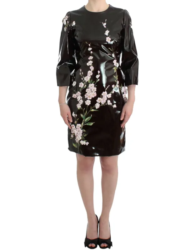 Black patent floral HANDPAINTED dress sold by Lord & Taylor