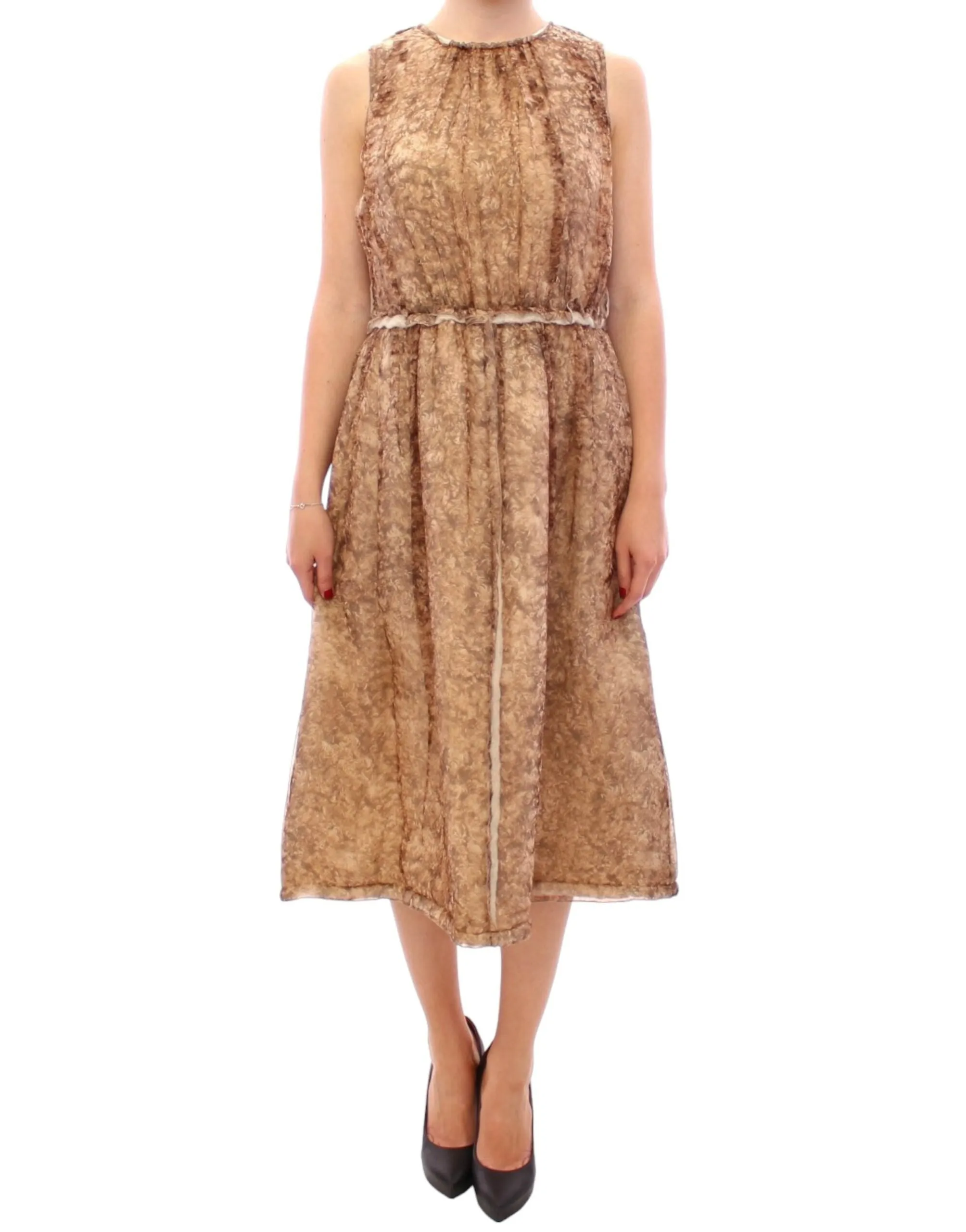 Brown sleeveless silk dress sold by Lord & Taylor