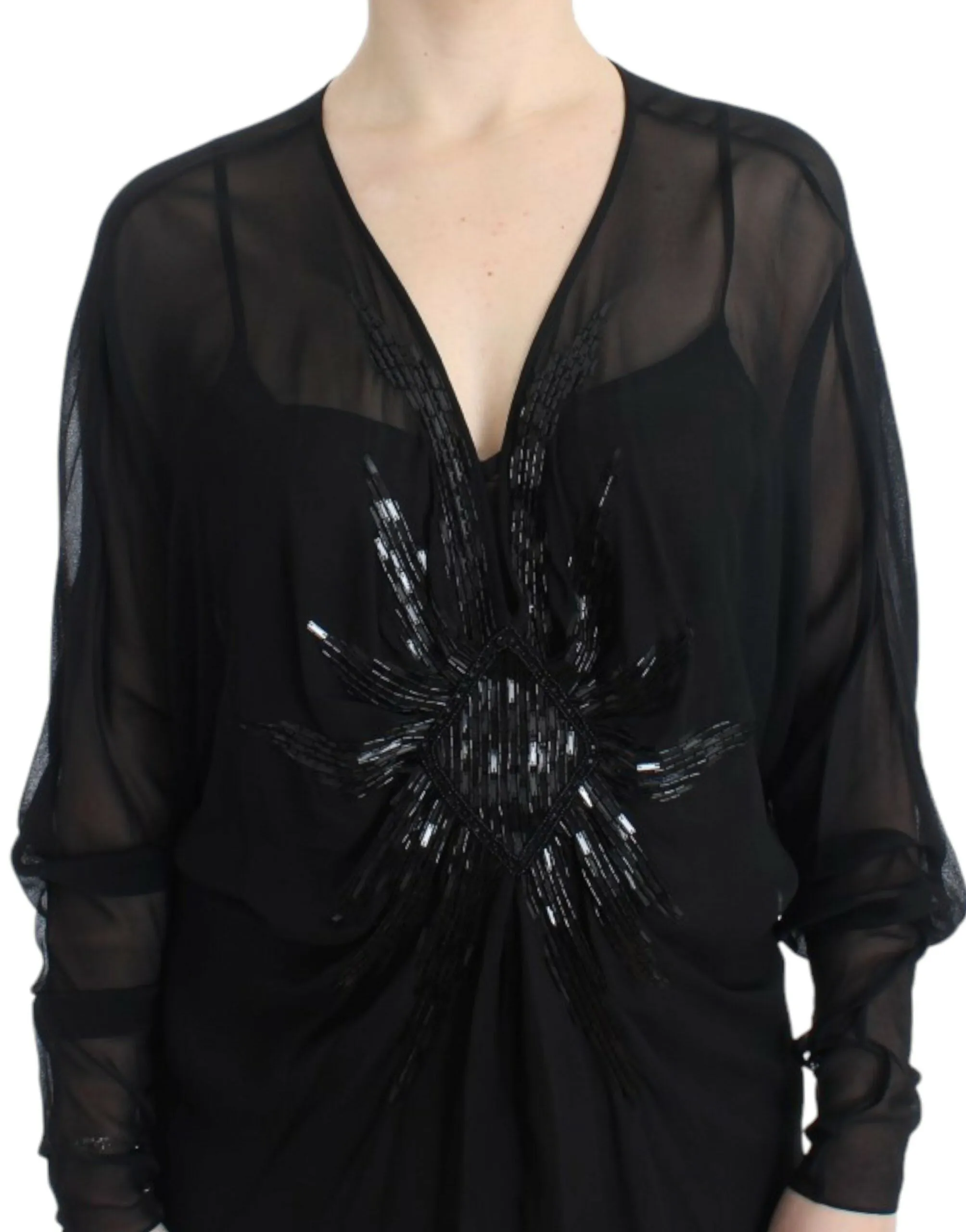Black long sleeve silk dress sold by Lord & Taylor product image thumbnail 5