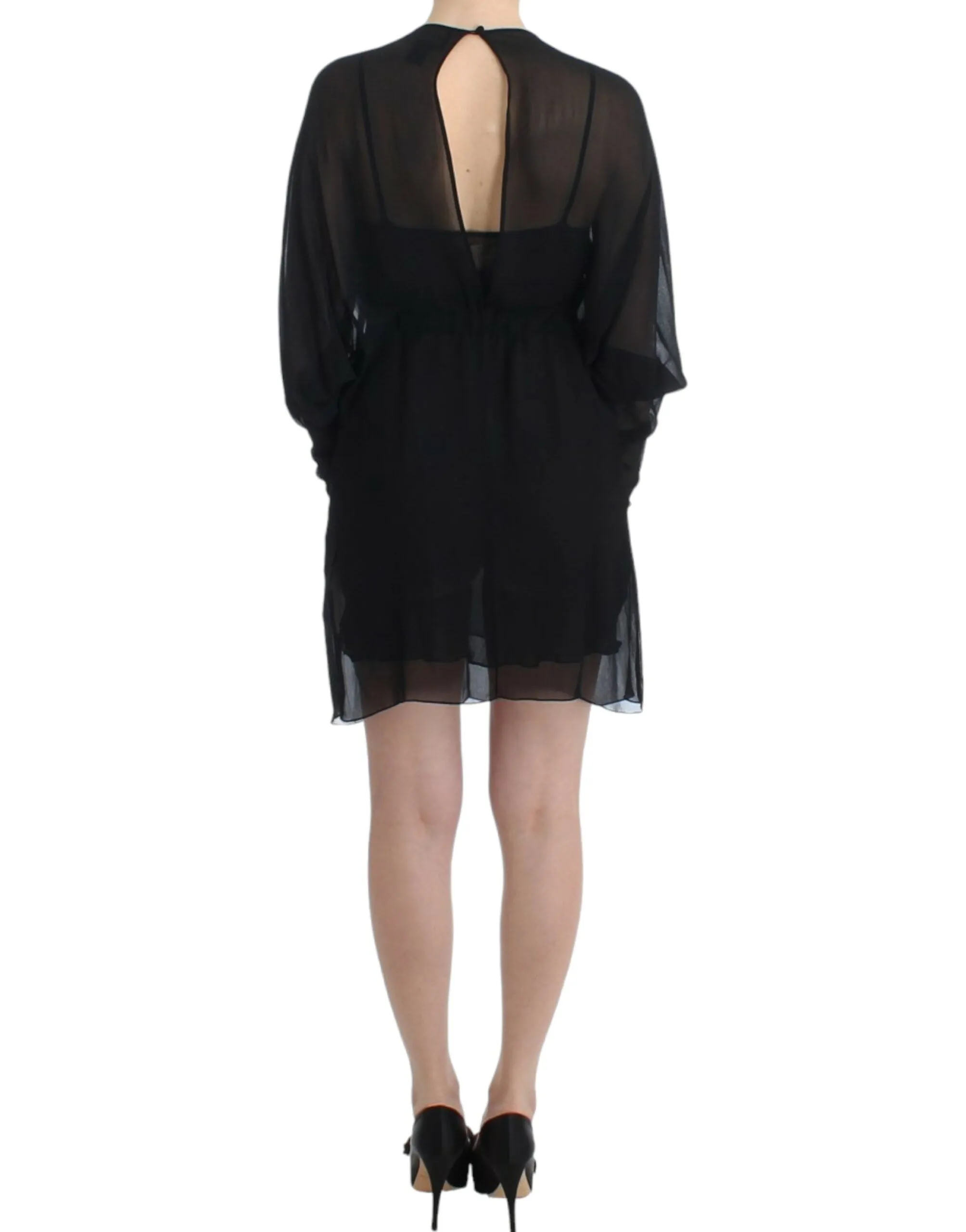 Black long sleeve silk dress sold by Lord & Taylor product image thumbnail 3